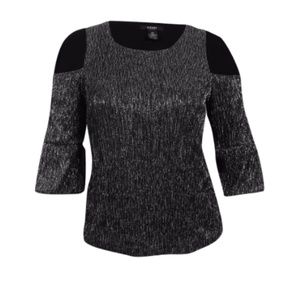 ALFANI PLUS SIZE METALLIC COLD-SHOULD DARK SILVER
